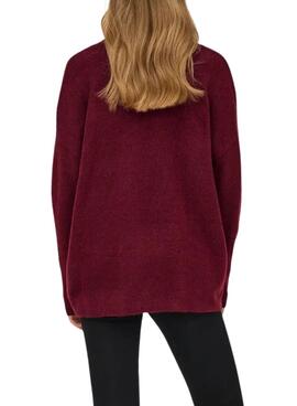 Strickpullover Only Talio in Granatrot für Damen.