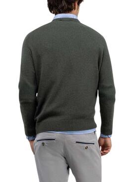 Pullover El Ganso aus grüner Merinowolle für Herren.