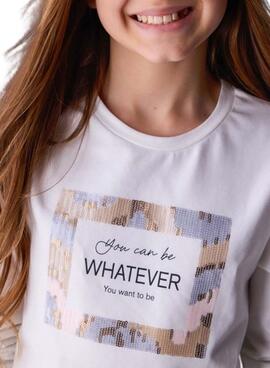 T-shirt Mayoral Whatever weiß für Mädchen