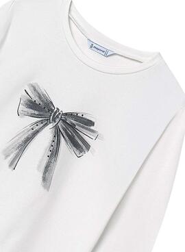 T-shirt Mayoral white bow for girl