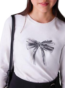 T-shirt Mayoral white bow for girl