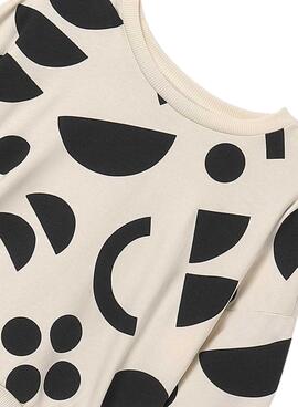 Sweatshirt von Mayoral mit geometrischem weiß-schwarzem Muster für Mädchen.