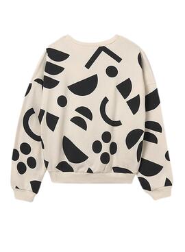 Sweatshirt von Mayoral mit geometrischem weiß-schwarzem Muster für Mädchen.
