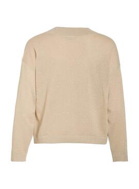 Vila Viginny Pullover in Beige Glitter für Damen