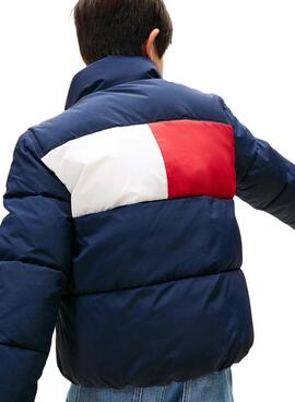 Gepolsterter Tommy Hilfiger Flag Marineblauer Mantel für Jungen und Mädchen
