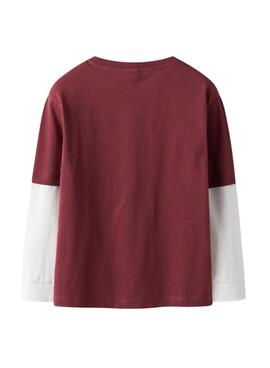 T-Shirt Name It Robin in Granatrot und Weiß für Jungen