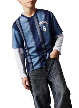 T-shirt Name It Bibile in blau und grau für Jungen