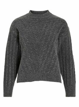 Vila Virelli Grauer Strickpullover für Damen.