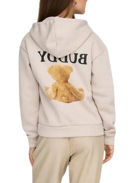 Sweatshirt Only Ricky beige mit Kapuze für Damen
