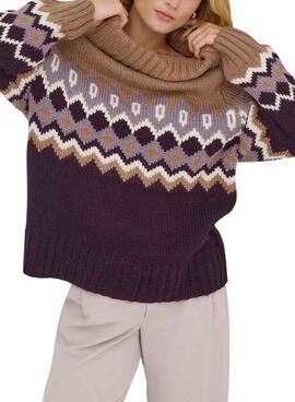 Pullover Only in Jacquard in Toasted für Damen.