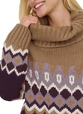 Pullover Only in Jacquard in Toasted für Damen.