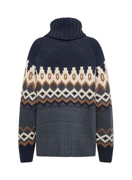 Pullover Only Rock Jacquard Blau für Damen