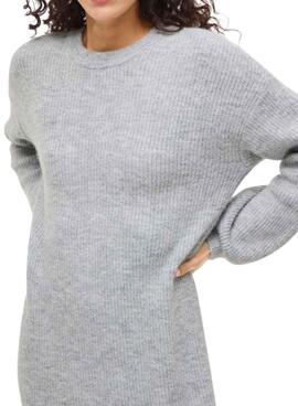 Kleid Vila Viretta aus grauem Strick für Damen.