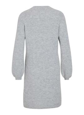 Kleid Vila Viretta aus grauem Strick für Damen.