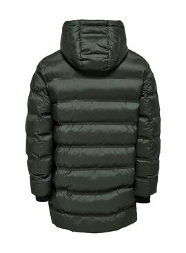 Gepolsterter Mantel Only and Sons Union mit grüner Kapuze für Herren.
