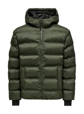 Jacke Only and Sons Union gesteppte Kapuzenjacke in Grün für Herren