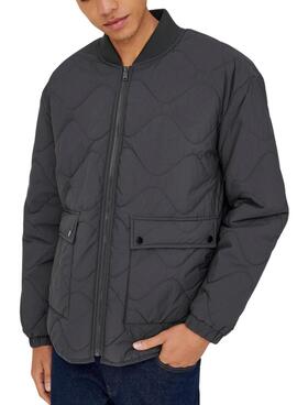 Graue gesteppte Only and Sons Wren Jacke für Herren