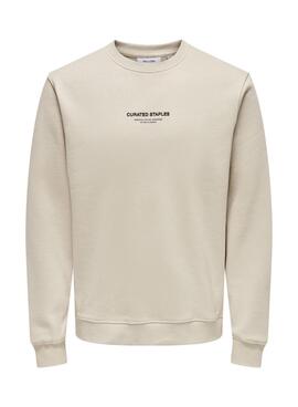 Pullover Only and Sons Curated Crew beige für Herren.
