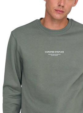 Pullover Only and Sons Curated Crew in Grün für Herren.