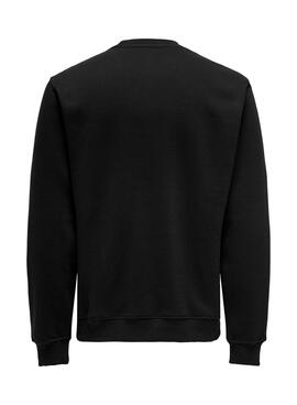 Sudadera Only and Sons Curated Crew schwarz für Herren.