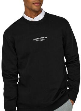 Sudadera Only and Sons Curated Crew schwarz für Herren.