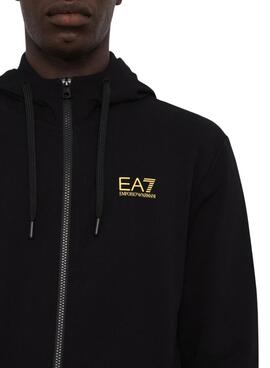 Jacke Emporio Armani EA7 schwarz und gold mit Kapuze für Herren