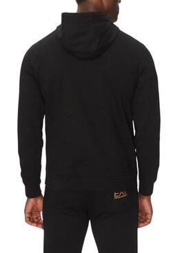 Sweatshirt Emporio Armani EA7 mit Kapuze in Schwarz und Gold für Herren