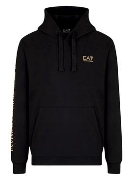 Sweatshirt Emporio Armani EA7 mit Kapuze in Schwarz und Gold für Herren