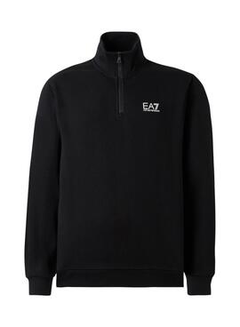 Sweatshirt Emporio Armani EA7 mit Reißverschlusskragen in Schwarz für Herren.