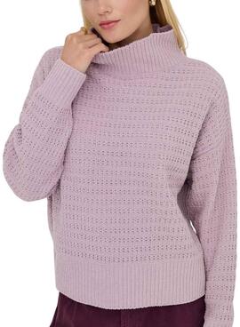 Rollkragenpullover Only Globus in Malve für Damen.