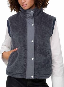 Chaleco Only Bari Teddy grau für Damen