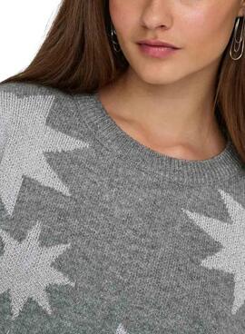 Pullover Only Rosie Glitter Grau für Damen.