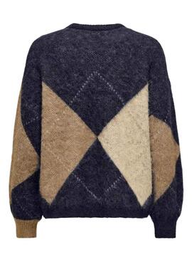 Pullover Only Noeme Jacquard Marine für Damen.