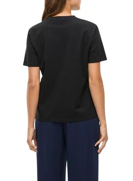 T-Shirt Vila Vinora Schwarz mit bedruckten Lippen für Damen