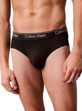 Drei Calvin Klein Microfibre Stretch-Slips in Schwarz für Herren.