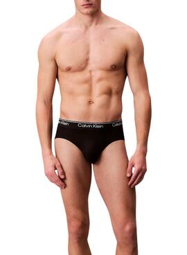 Drei Calvin Klein Microfibre Stretch-Slips in Schwarz für Herren.
