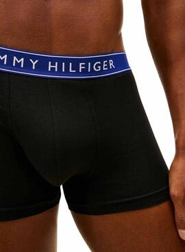 Pack 3 Unterhosen Tommy Hilfiger Trunk schwarz mit bunten Bund für Herren