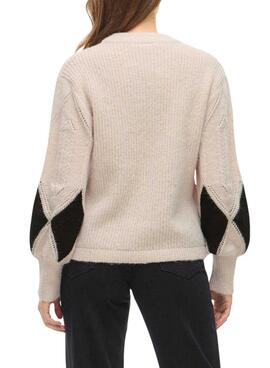 Vila Vituli Pullover mit schwarzen Rauten für Damen.