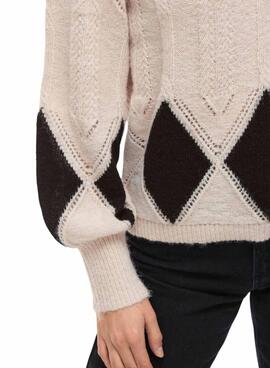 Vila Vituli Pullover mit schwarzen Rauten für Damen.