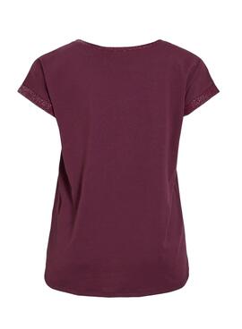 T-Shirt Vila Vidreamers Glitter Granat für Damen.