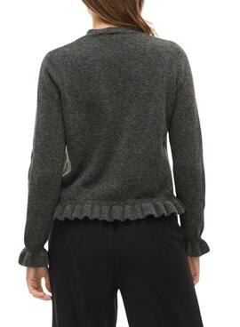 Jacke Vila Vijacia mit Rüschen in Grau für Damen.