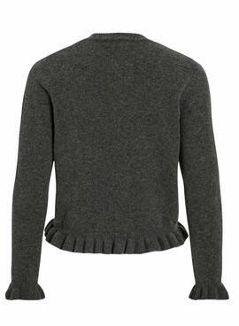 Jacke Vila Vijacia mit Rüschen in Grau für Damen.