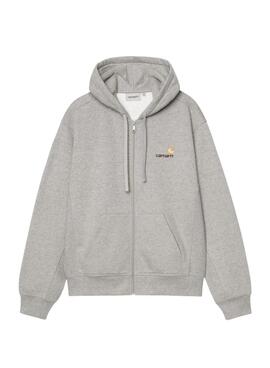 Sweatshirt Carhartt American Script Reißverschluss grau für Herren
