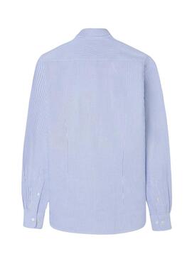 Hemd Silbon Sport Oxford Tennisschläger Streifen Blau für Herren