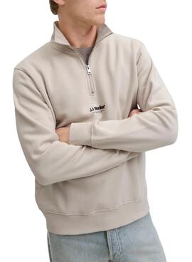 Sweatshirt Zip Jack and Jones Soho beige für Herren
