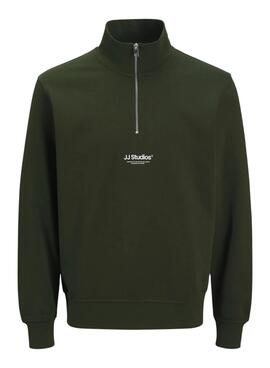 Sweatshirt mit Reißverschluss Jack and Jones Soho in Grün für Herren