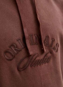 Sudadera Jack and Jones Bleecker braun mit Kapuze für Herren