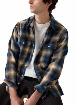 Levis Jackson Worker Hemd mit blauem Flanellkaromuster für Herren.
