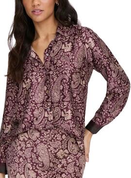 Bluse Only Jane mit Paisley-Muster in Weinrot für Damen