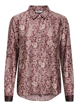 Bluse Only Jane mit Paisley-Muster in Weinrot für Damen